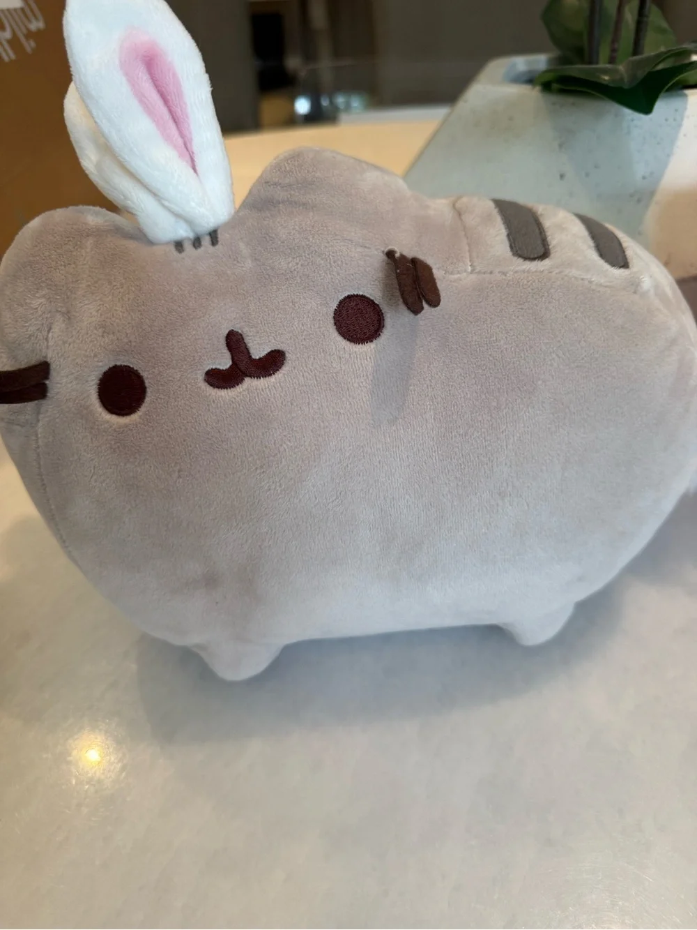 Plush Bunny-Ear and Pink Decorative Pusheen Pair